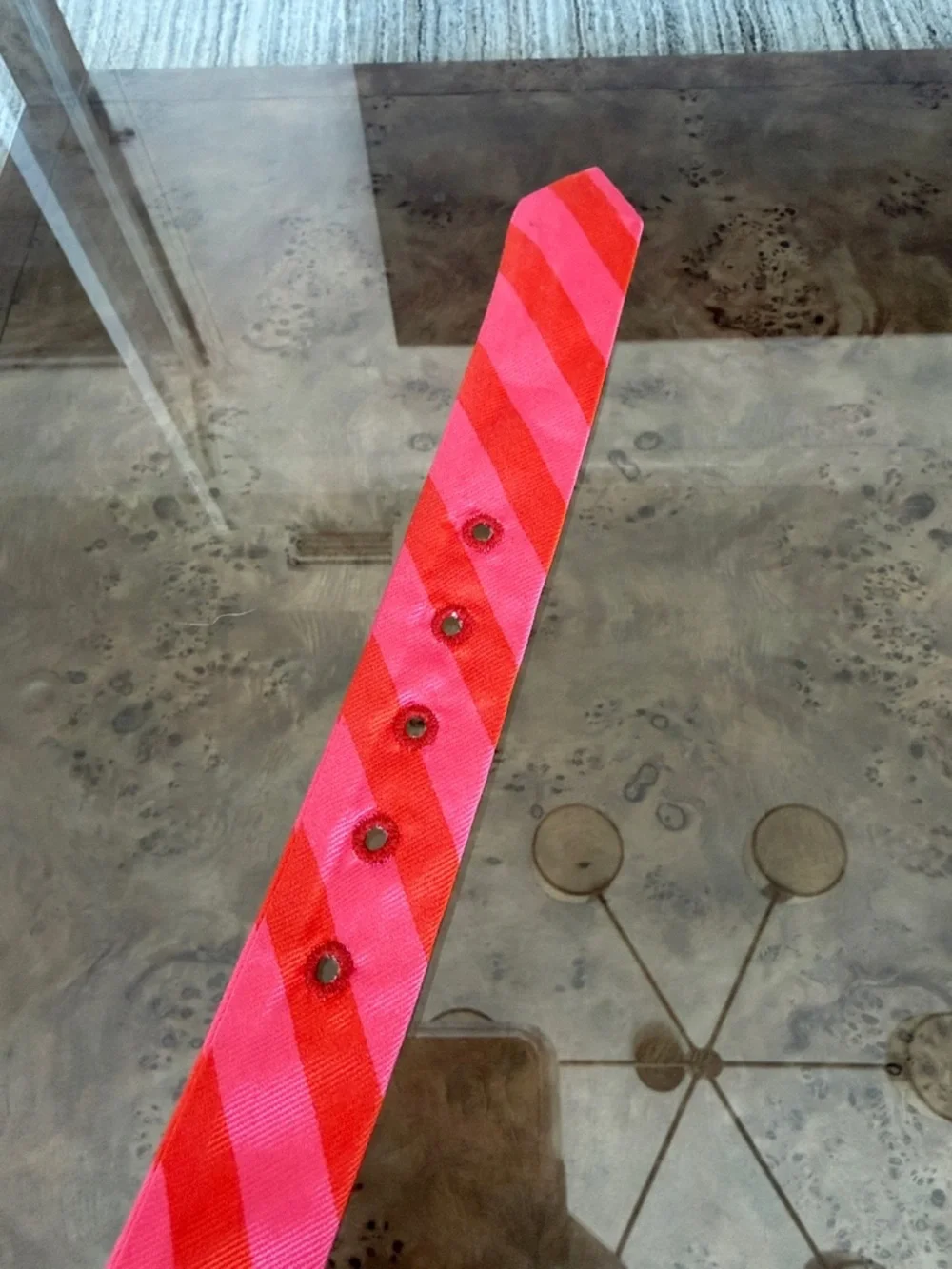 J. Crew Pink and Red Diagonal Stripe Ribbon Belt - Picture 4 of 4